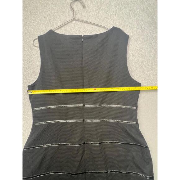 Kasper Ribbed Knit Sheath Dress Womens Plus 18 Faux Leather Stripe Sleeveless - Picture 9 of 12